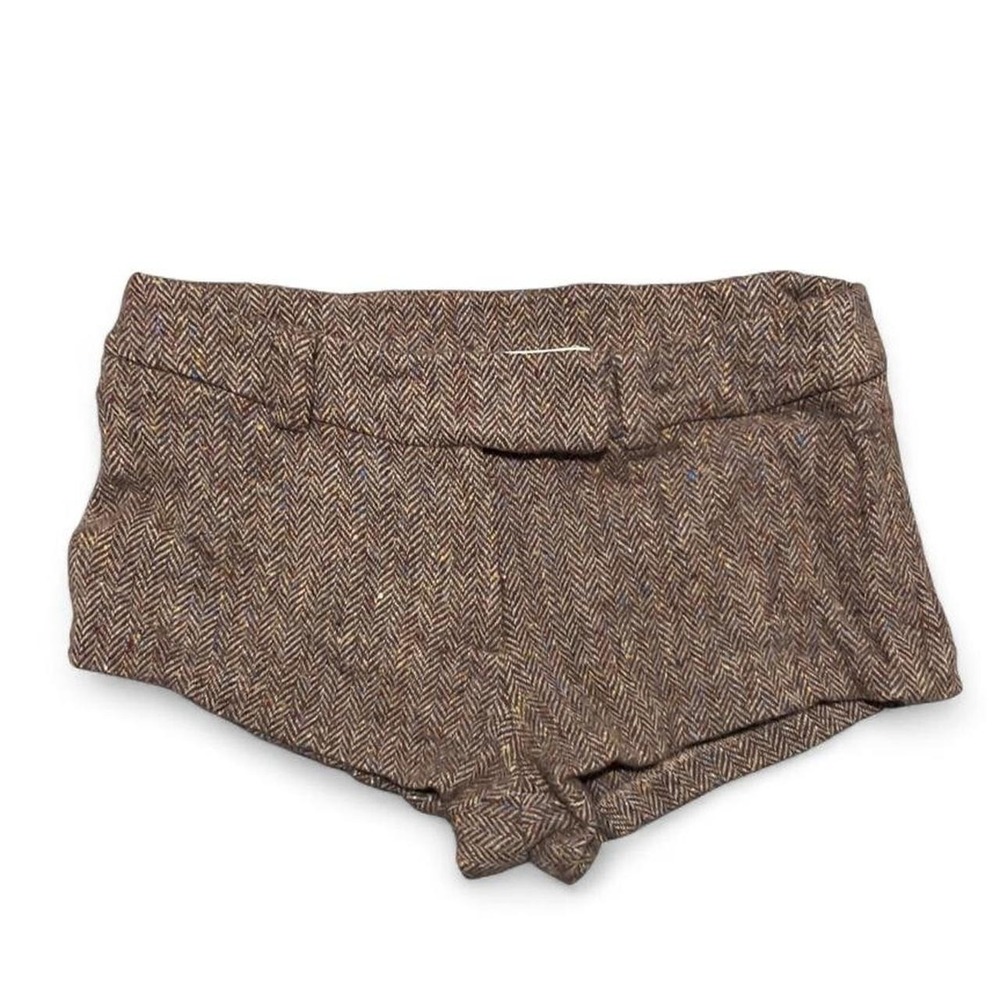 Free People x Tricia Fix Brown Micro Shorts Tweed Tailored Repurposed Sz Large